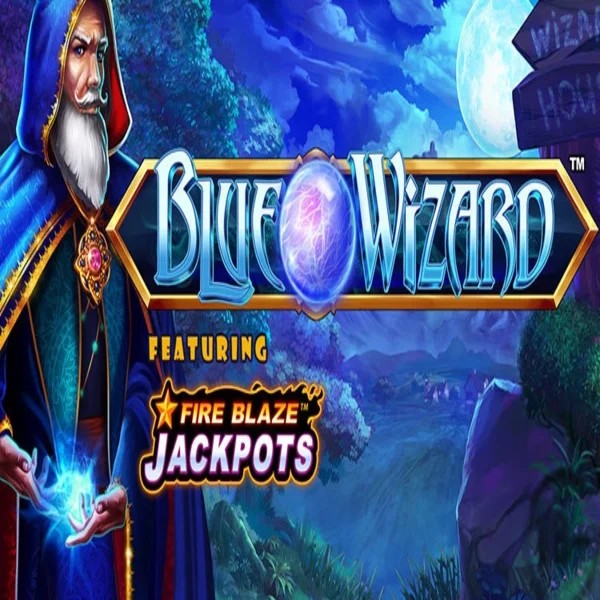 Blue Wizard Fire Blaze Jackpots game by Rarestone Gaming – logo hosted on Cazeus Casino